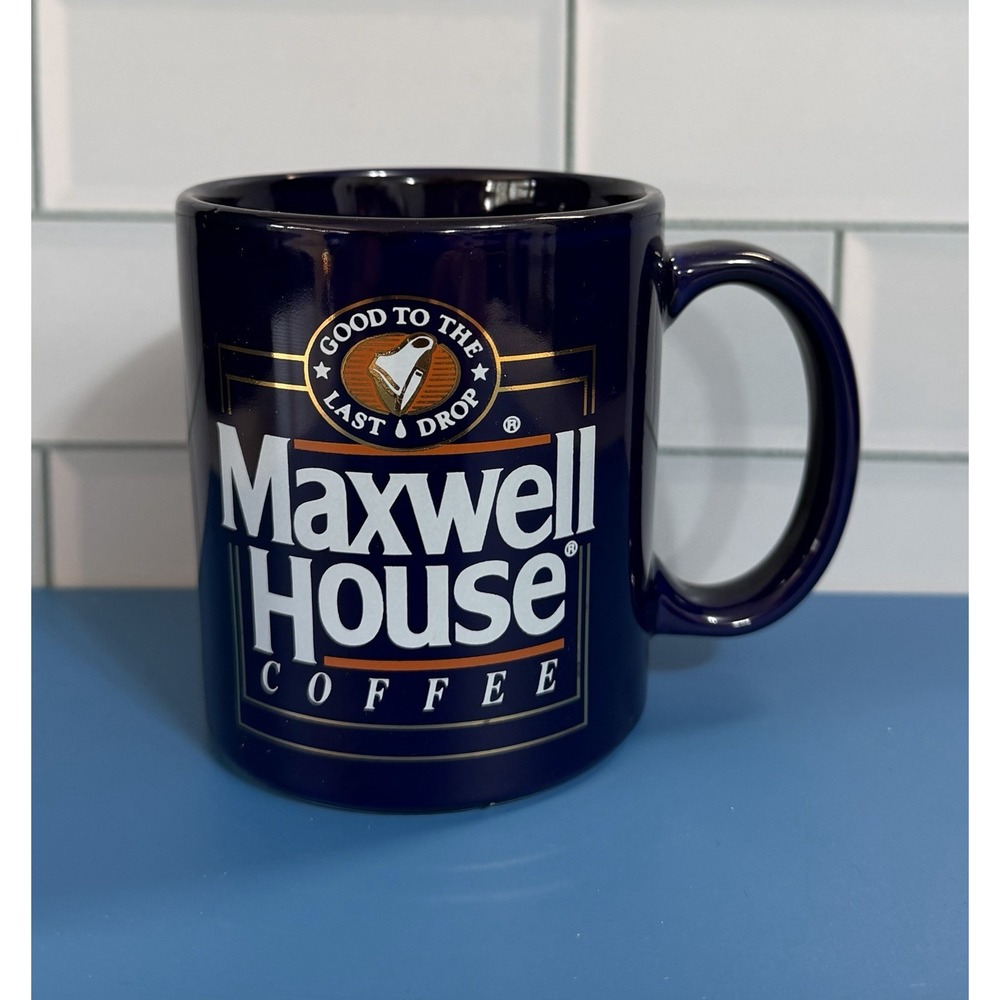 Maxwell House Coffee Advertising Mug Blue "Good to the Last Drop" Coffee & Tea
